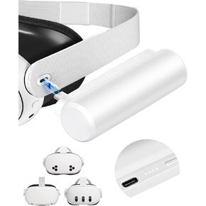 Battery Pack for Meta Quest 3S, Quest 3 and Oculus Quest 2, 3400mAh Portable Charger Accessories fit VR Quest 3S/3/2 Original Strap, Lightweight Charging Extend Extra 1-2H Playtime (2 Pack)