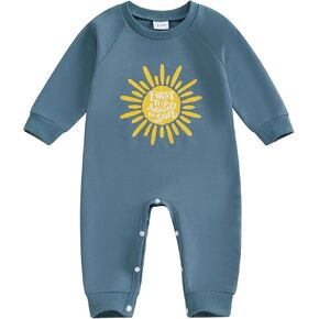 1St Birthday Baby Boy Outfit First Trip Around The Sun Jumpsuit Romper Fall Winter First Birthday Outfit Boy Clothes
