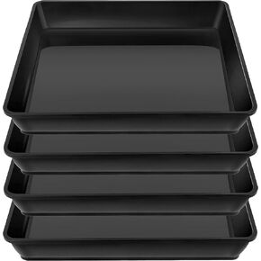 Square Plant Saucer 18 Inch 4 Pack, Durable Plastic Plant Saucer, Garden Large Deep Plant Trays for Pots, Heavy Duty Plant Pot Saucers, Planters for Indoors and Outdoors Plants.
