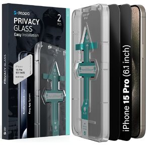 Deppa [2 Pack Premium Privacy Screen Protector for Iphone 14 Pro Max (6.7') Tempered Glass 3D Edge to Edge Full Cover with Easy Installation Kit Tray - Anti Spy, Private, Dark, Black Film in Kuwait