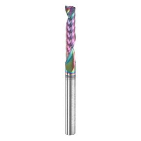 HARFINGTON Spiral Router Bit 1/8" Cut Dia 1/8" Shank Up Cut Solid Carbide Diamond-Like Carbon Coated 1 Flute CNC End Mill Milling Bits for Aluminum Copper Metal (15mm Cut Length 38mm Long)
