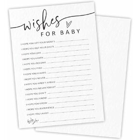 Baby Shower Game Cards Kit - Wishes For Baby - 30 Minimalism White Calligraphy Fill In Style Game Cards For Baby Announcement, Gender Reveal, Wishes For New Baby, Party Favor & Supplies - B08