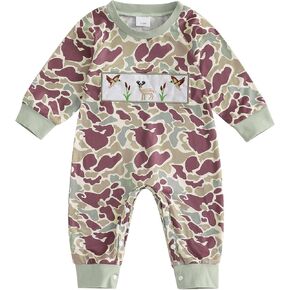 Pudcoco Duck Hunting Baby Clothes Infant Baby Boys Girls Camoflage Embroidered Mallard Duck Romper Jumpsuit