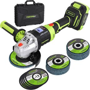 FASTPRO 20V Cordless Angle Grinder, 4-1/2 inch Cut-off Tool with Brushless Motor and 4.0 Ah Battery, Including 10PCS Flap Disc & 5PCS Cutting Wheels
