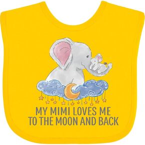 inktastic My Mimi Loves Me To the Moon and Back Elephants in Clouds Baby Bib