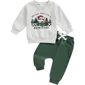 NZNDSHD My First Christmas Baby Boy Outfit Long Sleeve Christmas Tree Truck Sweatshirt Pants Set Toddler Infant Fall Clothes