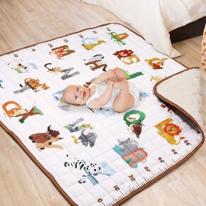 Percozzi Baby Play Mat for Floor Dinosaur Foam Baby Playpen Mat Thick Soft Padding Anti-Slip Cushioned Crawling mat for Babies Infants Toddlers Foldable and Washable Baby Play Gym Mat 50" X 50" Blue
