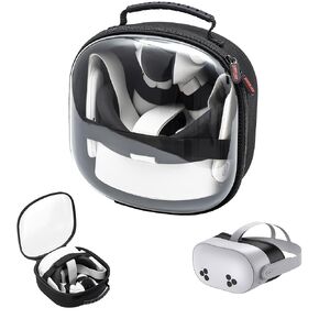 Portable Carrying Case for Meta Quest 3S/Quest 3/Vision Pro, Hard Travel Case Compatible with Original Head Strap, Controllers and Accessories, Hard Shell Bag for Effective Protection, Black