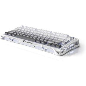 GravaStar Mercury K1 75% Wireless Mechanical Gaming Keyboard, Aluminum Alloy Exoskeleton Design, Gasket Compact Custom Keyboard Hot-Swap Socket, Linear Switches, with RGB Backlit & Frame - White