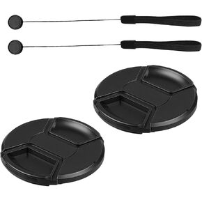 2 Pack 62mm Front Lens Cap Cover and 2Pcs Lens Cap Keeper Cord, Fit for E 10-18mm f4 OSS/Nikon Z DX 50-250mm f4.5-6.3, Z 35mm f1.8 S/Fujifilm XF 23mm f1.4 R and Other All 62mm Filter Thread