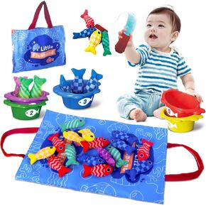 Montessori Toys for 1 Year Old - Baby Toys 1 Years Old Must Haves, Cloth Fishing Game Sensory Toys for Toddlers 1-3, Number Counting and Color Sorting, Baby Gifts for 12 Months Boy Girl Birthday