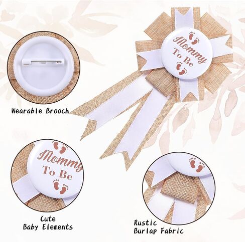 3Pcs Linen Mom to Be Sash Dad to Be Pin Baby Shower Decorations Rustic Boho Mom to Be Sash Baby Shower Sash Corsage Set for Pregnant Mommy Baby Shower Party Decorations in Kuwait