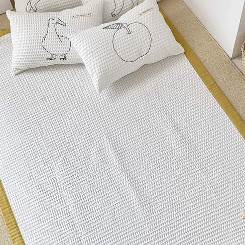 Brandream Kids Throw Blanket 100% Cotton Waffle Baby Blanket Soft Cozy Toddler, Infant or Newborn Receiving Blanket for Crib, Stroller, Decorative (White&Yellow) in Saudi Arabia