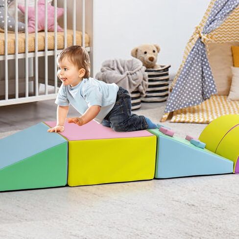 Soft Climbing Indoor Set for Toddlers - 5PCS Foam Climbing Blocks for Crawling, Sliding, and Active Play - Safe Toddler Climbing Toys for Ages 1-3 in Saudi Arabia