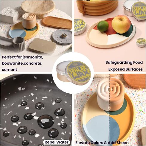 BOOWAN NICOLE Paste Sealer Wax with Carnauba and Beeswax - Clear - Perfect for Wood Stone Concrete Jesmonite, Food-Grade Waterproof & Color Protection in Kuwait