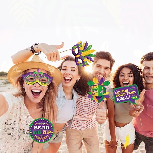36pcs Mardi Gras Photo Booth Props, Mardi Gras Decorations, Masquerade Photo Booth Props for Mardi Gras Party Decorations, Mardi Gras Photo Booth for New Orleans decorations, Mardi Gras Party Supplies in Saudi Arabia