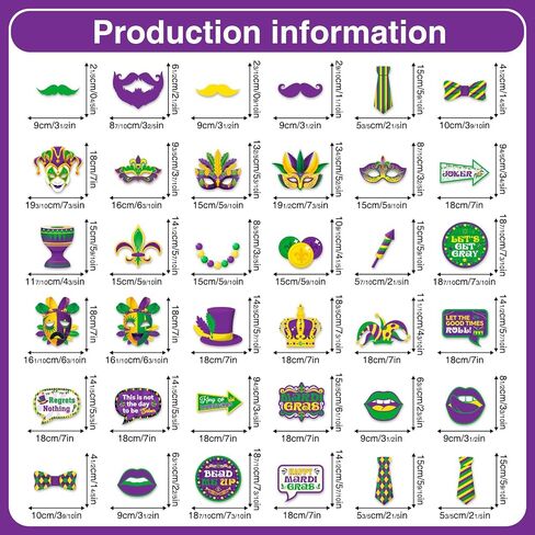 36pcs Mardi Gras Photo Booth Props, Mardi Gras Decorations, Masquerade Photo Booth Props for Mardi Gras Party Decorations, Mardi Gras Photo Booth for New Orleans decorations, Mardi Gras Party Supplies in Saudi Arabia