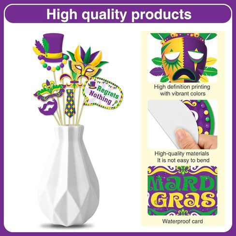 36pcs Mardi Gras Photo Booth Props, Mardi Gras Decorations, Masquerade Photo Booth Props for Mardi Gras Party Decorations, Mardi Gras Photo Booth for New Orleans decorations, Mardi Gras Party Supplies in Saudi Arabia