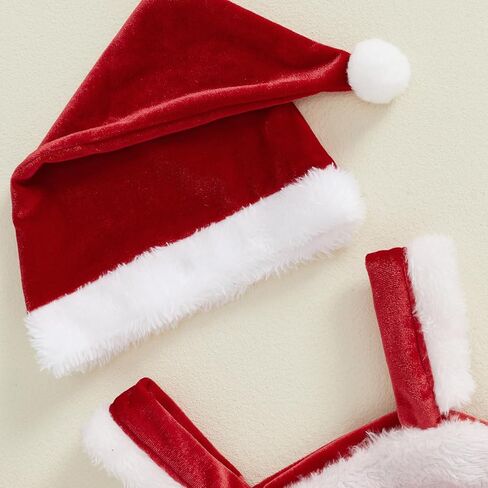 Toddler Baby Girl Christmas Dress Santa Claus Dresses Sleeveless Red Velvet Dress Princess A-line Tulle Dress with Santa Hat in Kuwait