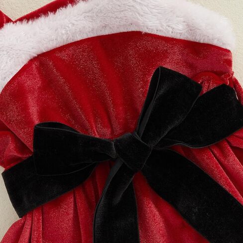 Toddler Baby Girl Christmas Dress Santa Claus Dresses Sleeveless Red Velvet Dress Princess A-line Tulle Dress with Santa Hat in Kuwait