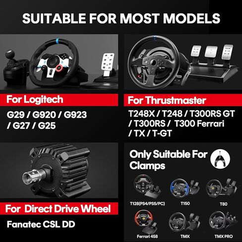 RACGTING Racing Simulator Cockpit for G920/G29/G923, 2-in-1 Sim Racing Cockpit for T128/T248/T248X/T300RS GT/T300RS/T300 Ferrari, Racing Wheel Stand for Fanatec CSL DD,Xbox PS5 PS4 PC in Kuwait