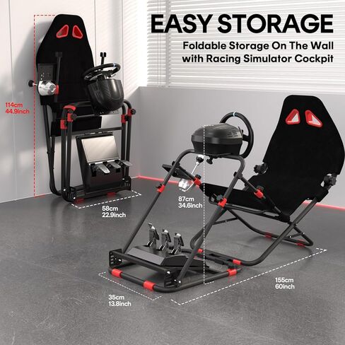 RACGTING Racing Simulator Cockpit for G920/G29/G923, 2-in-1 Sim Racing Cockpit for T128/T248/T248X/T300RS GT/T300RS/T300 Ferrari, Racing Wheel Stand for Fanatec CSL DD,Xbox PS5 PS4 PC in Kuwait