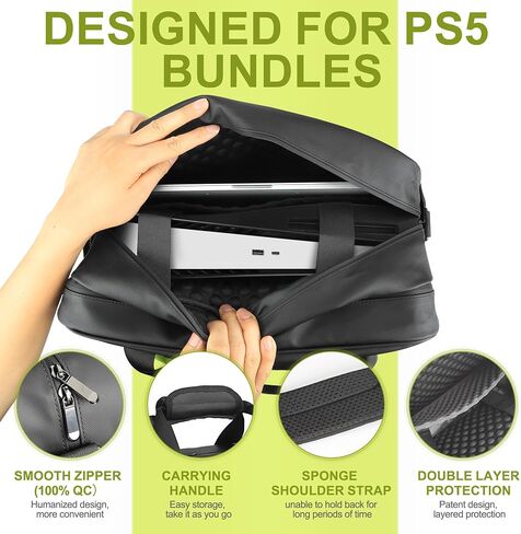 حقيبة حمل Ezgnuk لوحدة تحكم PS5، حقيبة سفر واقية لجهاز PS 5، حقيبة تخزين ذات سعة كبيرة متوافقة مع Playstation 5، وأقراص الألعاب وملحقاتها in Saudi Arabia