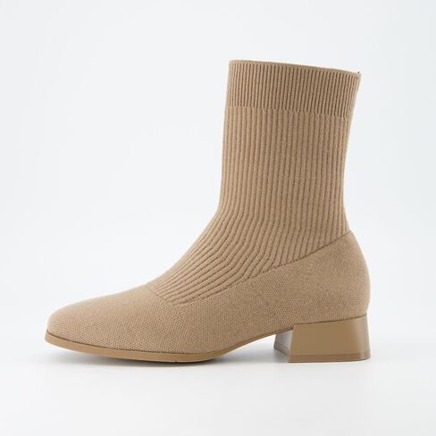 CUSHIONAIRE Women's Russel Knit Ankle Boot with Block Heel +Memory Foam, Wide Widths Available in Saudi Arabia