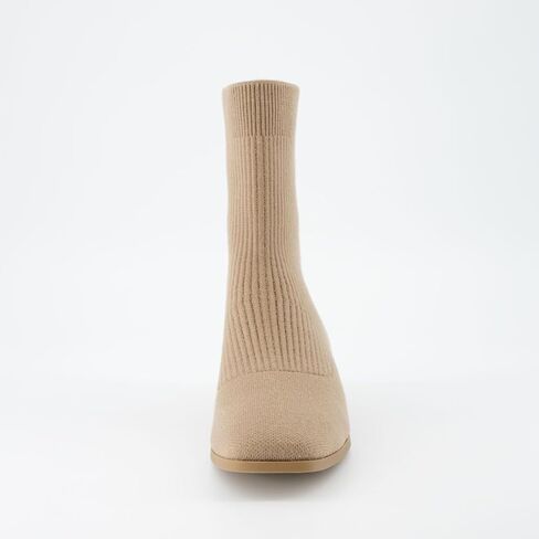 CUSHIONAIRE Women's Russel Knit Ankle Boot with Block Heel +Memory Foam, Wide Widths Available in Saudi Arabia