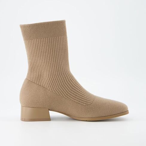 CUSHIONAIRE Women's Russel Knit Ankle Boot with Block Heel +Memory Foam, Wide Widths Available in Saudi Arabia