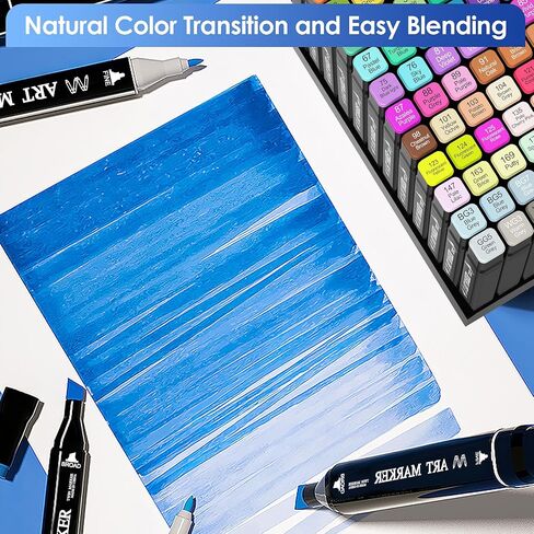 Banral 48 Colors Alcohol Markers Set, Dual Tip Alcohol Based Markers, Art Markers Pens for Artists Kids Adult Coloring, Permanent Illustration Sketch Markers for Drawing with Case and Holders in Saudi Arabia