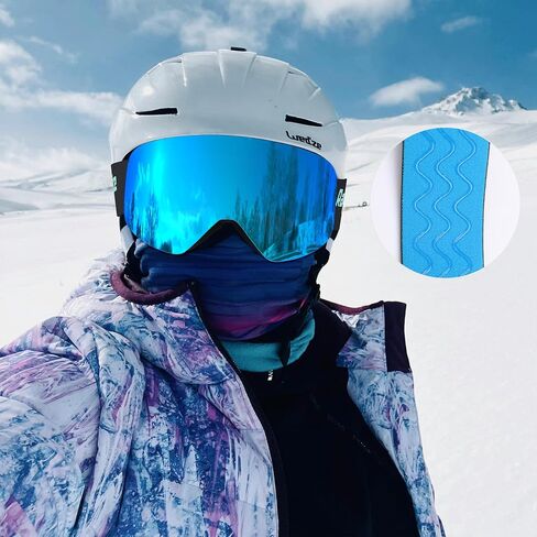 Ski Goggles, Lenses are Produced by Carl Zeiss Sunlens-Snow Goggles with Replaceable Lens for Frameless Flip-Up, Anti-Fog OTG UV Protection Snowboard Goggles for Men and Women-Blue in Saudi Arabia