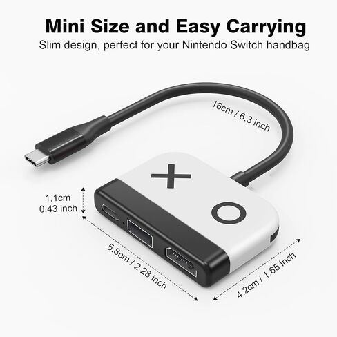 منصة سويتش لجهاز نينتندو سويتش/سويتش OLED، محطة إرساء تلفزيون محمولة من Tendak مع شحن USB 3.0 PD، قاعدة توصيل تلفزيون 4K محول USB C إلى HDMI لسطح البخار والكمبيوتر المحمول وماك بوك (أبيض) in Kuwait