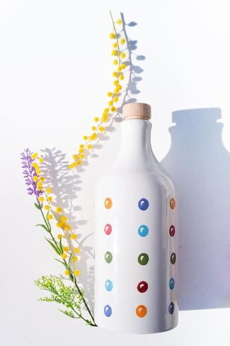 Antico Frantoio Muraglia Intense Fruity Extra Virgin Olive Oil from Apulia | Premium Polyphenol Rich EVOO | Early Harvest First Cold Pressed | DOTS Collectible Handmade Ceramic Bottle with Beautiful Gift Box | 16.9 Fl.oz (500 ml) | Imported from Italy in Saudi Arabia