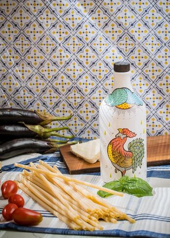 Antico Frantoio Muraglia | Premium Italian Extra Virgin Olive Oil | First Cold Pressed | Gourmet EVOO | Rooster Collectible Handmade Ceramic Bottle | 16.9 Fl.oz (500 ml) in Saudi Arabia