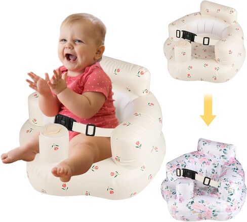مقعد أطفال قابل للنفخ للرضع من عمر 3 إلى 24 شهرًا فما فوق، مقعد كرسي أطفال قابل للنفخ مع مضخة هواء مدمجة، حزام أمان ثلاثي النقاط، مقعد أطفال قابل للنفخ مناسب للأرضيات المنزلية والمروج والشواطئ والمزيد in Kuwait