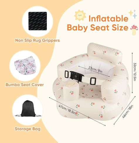مقعد أطفال قابل للنفخ للرضع من عمر 3 إلى 24 شهرًا فما فوق، مقعد كرسي أطفال قابل للنفخ مع مضخة هواء مدمجة، حزام أمان ثلاثي النقاط، مقعد أطفال قابل للنفخ مناسب للأرضيات المنزلية والمروج والشواطئ والمزيد in Kuwait