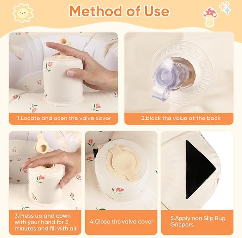 مقعد أطفال قابل للنفخ للرضع من عمر 3 إلى 24 شهرًا فما فوق، مقعد كرسي أطفال قابل للنفخ مع مضخة هواء مدمجة، حزام أمان ثلاثي النقاط، مقعد أطفال قابل للنفخ مناسب للأرضيات المنزلية والمروج والشواطئ والمزيد in Kuwait