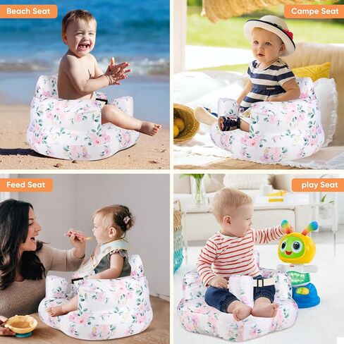 مقعد أطفال قابل للنفخ للرضع من عمر 3 إلى 24 شهرًا فما فوق، مقعد كرسي أطفال قابل للنفخ مع مضخة هواء مدمجة، حزام أمان ثلاثي النقاط، مقعد أطفال قابل للنفخ مناسب للأرضيات المنزلية والمروج والشواطئ والمزيد in Kuwait