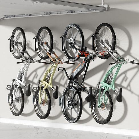 PUTORSEN حامل حائط دوار للدراجة، شماعات الدراجة للمرآب والتخزين الداخلي، حامل دراجة قوي موفر للمساحة، حامل دراجة عمودي يحمل ما يصل إلى 77 رطلاً، عبوتان، أسود in Kuwait