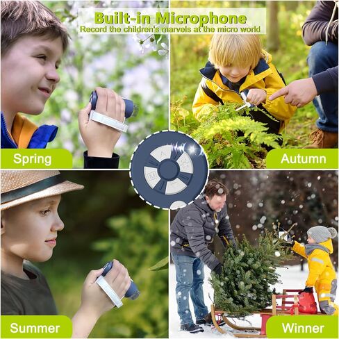 Digital Microscope,1200X USB Microscope,Coin Microscope with 6 Adjustable LED Lights, 2'' LCD Screen Microscope for Kids and Adults, 32GB SD Card,Photo and Video Mini Microscope(Yellow) in Saudi Arabia