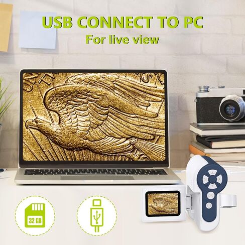 Digital Microscope,1200X USB Microscope,Coin Microscope with 6 Adjustable LED Lights, 2'' LCD Screen Microscope for Kids and Adults, 32GB SD Card,Photo and Video Mini Microscope(Yellow) in Saudi Arabia