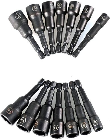 12Pcs Magnetic Nut Driver Set,Impact Power Hex Nut Driver Drill Bit Master Kit, SAE & Metric, 1/4-Inch Quick-Change| Cr-V Steel in Kuwait