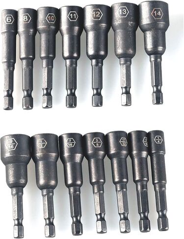 12Pcs Magnetic Nut Driver Set,Impact Power Hex Nut Driver Drill Bit Master Kit, SAE & Metric, 1/4-Inch Quick-Change| Cr-V Steel in Kuwait