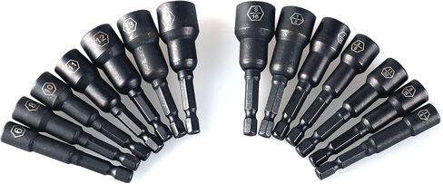12Pcs Magnetic Nut Driver Set,Impact Power Hex Nut Driver Drill Bit Master Kit, SAE & Metric, 1/4-Inch Quick-Change| Cr-V Steel in Kuwait