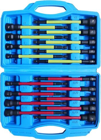 12Pcs Magnetic Nut Driver Set,Impact Power Hex Nut Driver Drill Bit Master Kit, SAE & Metric, 1/4-Inch Quick-Change| Cr-V Steel in Kuwait