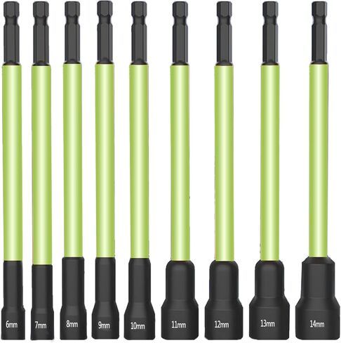 12Pcs Magnetic Nut Driver Set,Impact Power Hex Nut Driver Drill Bit Master Kit, SAE & Metric, 1/4-Inch Quick-Change| Cr-V Steel in Kuwait