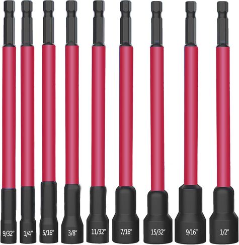 12Pcs Magnetic Nut Driver Set,Impact Power Hex Nut Driver Drill Bit Master Kit, SAE & Metric, 1/4-Inch Quick-Change| Cr-V Steel in Kuwait