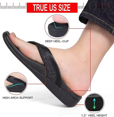 MEGNYA Comfortable Walking Flip Flops for Womens, Orthopedic Walking Sandals with Arch Support, Flat Feet Pain Relief Sandals for Beach, Summer, Pool in Saudi Arabia