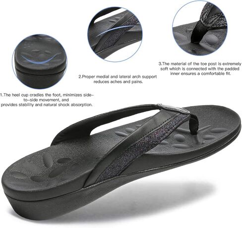 MEGNYA Comfortable Walking Flip Flops for Womens, Orthopedic Walking Sandals with Arch Support, Flat Feet Pain Relief Sandals for Beach, Summer, Pool in Saudi Arabia